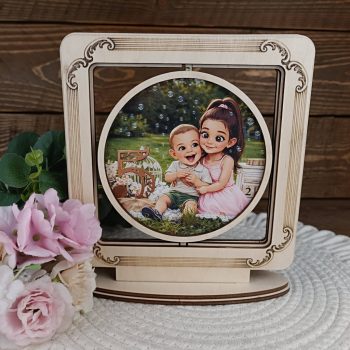 Forgatható belső képes fa fotókeret