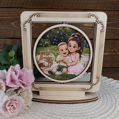 Forgatható belső képes fa fotókeret