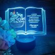 Fényemlék LED talppal - Nyitott Biblia Noé bárkája gravírozással
