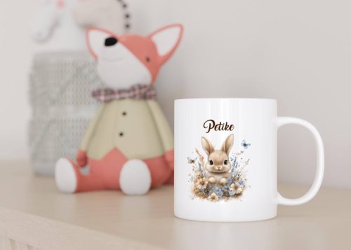 névre szóló nyuszis bögre felirattal húsvéti ajándék