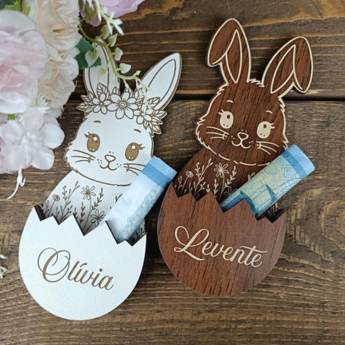 névre szóló húsvéti nyuszi pénzátadó fa ajándék