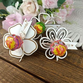 Virág formájú fa ajándék nyalókával