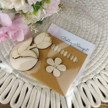 Színezhető fa virág ajándékcsomag színes ceruzákkal